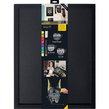 Ardoise murale - Cadre noir - 400 x 600 mm : SECURIT Woody Visuel