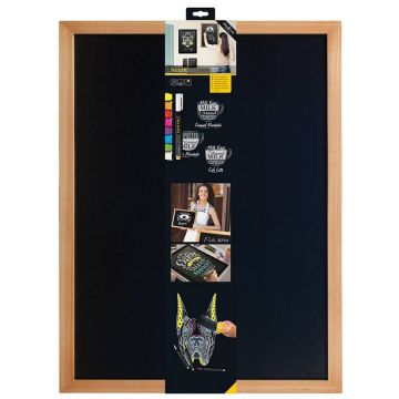 Ardoise murale - Cadre teck - 600 x 800 mm : SECURIT Woody Image