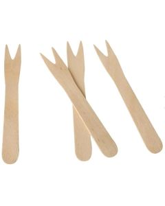 Photo Fourchettes à frites jetables en bois - 85 mm PAP STAR Pure