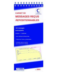 ELVE : Lot de 5 carnets autocopiants 2091 - Messages téléphoniques repositionnables