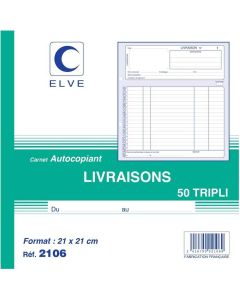 Photo Carnet de livraison 210 x 210 mm - Autocopiant Tripli ELVE