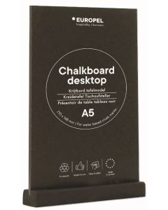 Présentoir de Table - A5/Portrait - Ardoise avec socle en bois Noir : EUROPEL image