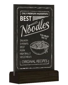 Présentoir de Table - A6/Portrait - Ardoise avec socle en bois Noir : EUROPEL exemple