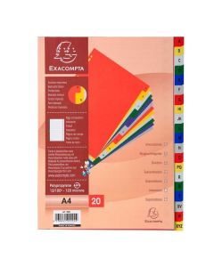 EXACOMPTA : Jeu de 20 intercalaires alphabétiques en pp - 225 x 297 mm PG