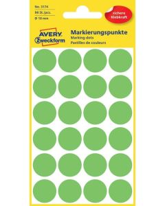 AVERY Lot de 96 pastilles adhésives 18 mm - Vert fluo