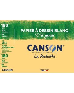 Papier à dessin Blanc C à grain A3 - 180 g CANSON Lot de 10