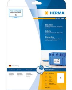 Étiquettes adhésives Jet d'Encre - 210,0 x 297,0 mm. - Blanc HERMA 4824