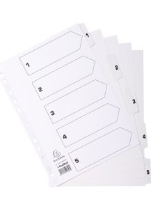 EXACOMPTA : Jeu de 5 intercalaires numériques en carte 1 à 5 Classement
