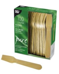Photo Cuillères à glace jetables en bois - 94 mm PAP STAR Pure
