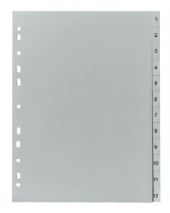 Photo Jeu de 12 Intercalaires numériques en plastique - 1 à 12 - 225 x 297 mm : HERLITZ 10843407