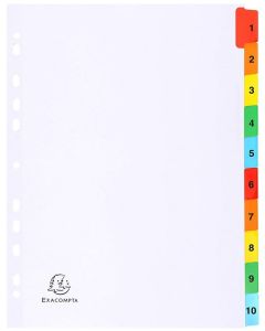 Photo Jeu de 10 Intercalaires numériques avec touches couleurs - 1 à 10 - 225 x 297 mm EXACOMPTA Image