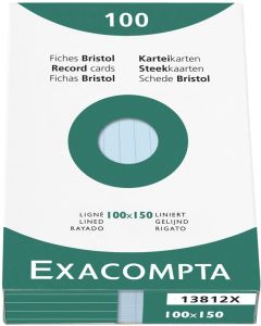 Photo Fiches Bristol lignées - 100 x 150 mm - Bleu azur EXACOMPTA Image