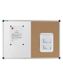 Photo Tableau duo blanc magnétique et liège - 900 x 600 mm : NOBO 1901587