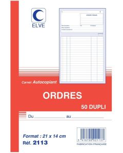 Photo CARNET D'ORDRES 210 x 140 mm - Autocopiant Dupli ELVE 