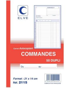 COMMANDE Carnet 210 x 140 mm - Autocopiant Dupli ELVE