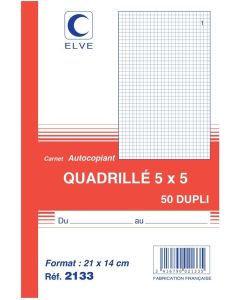 Photo Carnet Quadrillé 210 x 140 mm - Autocopiant Dupli ELVE