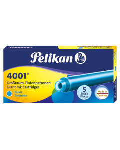 Photo Boite de 5 grandes cartouches d'encre - Turquoise : PELIKAN 4001 GTP/5