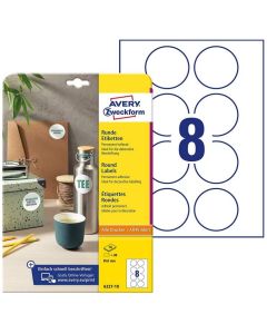 Photo Étiquettes adhésives permanentes - Diamètre 65 mm - Blanc AVERY