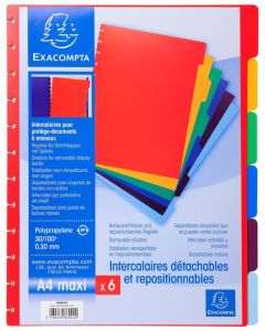 Photo Jeu de 6 intercalaires pour protège-documents amovibles EXACOMPTA Kreacover 