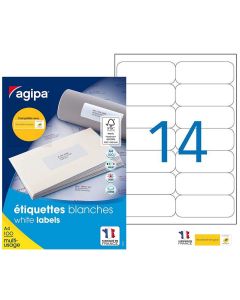 Photo Étiquettes adhésives 99,1 x 38,1 mm - Blanc  AGIPA 118986