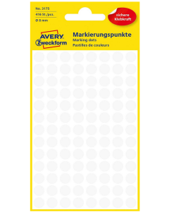 Photo Pastilles adhésives 8 mm - Gommette Blanche AVERY Lot de 416 