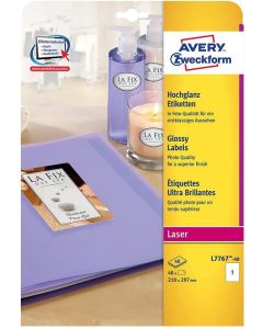 Visuel Étiquettes brillantes - 210 x 297 mm - Jet d'encre - Blanc AVERY