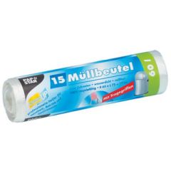 Lot de 15 sacs poubelle avec poignée - 35 litres - Transparent PAPSTAR-image