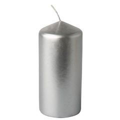 Bougie cylindrique - Argent 13 cm PAP STAR 
