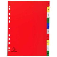 Jeu de 10 Intercalaires numériques en PP - Assortiment - 1 à 10 - 225 x 297 mm EXACOMPTA Visuel