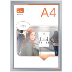 Cadre porte affiche en aluminium - 250 x 340 mm - A4 - Argent : NOBO image
