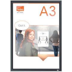 Cadre porte affiche en aluminium - 339 x 463 mm - A3 - Graphite : NOBO image