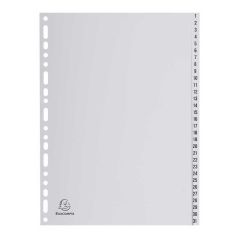 Jeu de 31 Intercalaires numériques en PP gris - 1 à 31- 225 x 297 mm EXACOMPTA