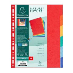 Jeu de 6 Intercalaires A4 maxi en carte lustrée - Assortiment EXACOMPTA