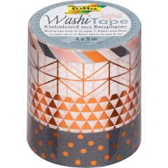 Ruban décoratif autocollant - Hotfoil Cuivre : FOLIA Washi Tape Lot de 4 Visuel