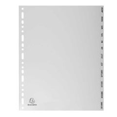 Jeu de 12 Intercalaires mensuels PP gris - Janvier à décembre - 245 x 297 mm EXACOMPTA
