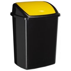 Poubelle avec couvercle à trappe basculante - 50 litres - Noir/Jaune : CEP Visuel