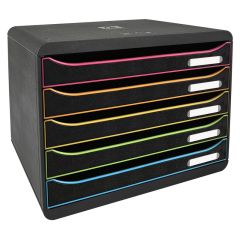 Module de rangement 5 tiroirs - Big Box Plus Horizon - Blanc/Arlequin : EXACOMPTA Black Office image