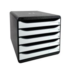 3097213D EXACOMPTA : Module de rangement 5 tiroirs - Big Box Plus - Noir/Blanc glossy