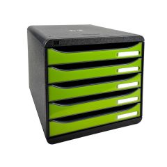 3097225D EXACOMPTA : Module de rangement 5 tiroirs - Big Box Plus - Noir/Vert anis glossy