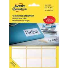 AVERY : Etiquettes adhésives 38 x 24 mm - Blanc 3325