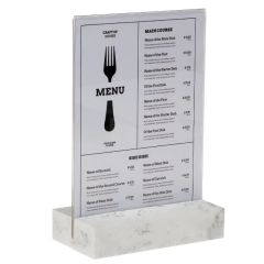Présentoir de table avec socle en Polystone - Blanc - A5 : EUROPEL image