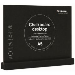 Présentoir de Table - A5/Paysage - Ardoise avec socle en bois Noir : EUROPEL image