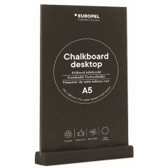 Présentoir de Table - A5/Portrait - Ardoise avec socle en bois Noir : EUROPEL image
