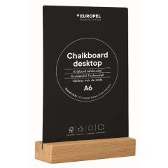 Présentoir de Table - A6 - Ardoise avec socle en chêne : EUROPEL image