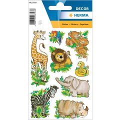 Stickers en papier - Animaux de la jungle : HERMA Lot de 24 Image