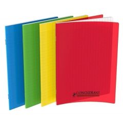 Cahier 96 pages Grands carreaux - 170 x 220 mm - Polypro Assortiment CONQUERANT