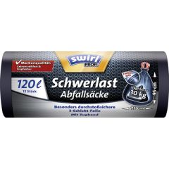 Photo Lot de 12 sacs poubelle avec cordelette - 120 litres - Noir SWIRL 4006508215775