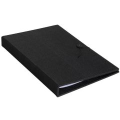 Protège-menus A4 en lin - Noir - 6 inserts : EUROPEL image