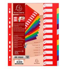 Jeu de 12 Intercalaires en PP opaque - 245 x 297 mm EXACOMPTA