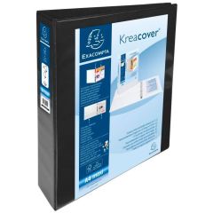 Classeur personnalisable 4 anneaux avec 2 Pochettes - Noir -  Dos de 64 mm EXACOMPTA Image